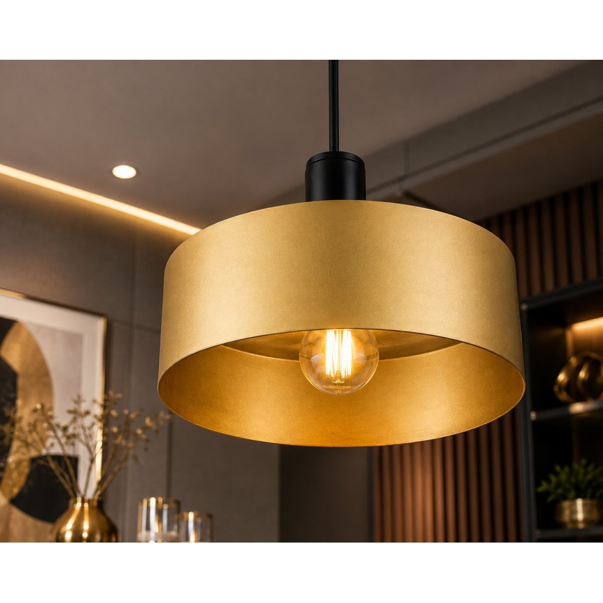 Lampadario a sospensione con cavo HAKI 1xE27/60W/230V oro/nero