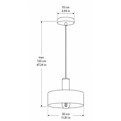 Lampadario a sospensione con cavo HAKI 1xE27/60W/230V oro/nero
