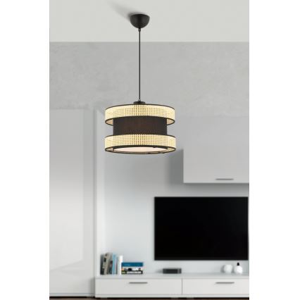 Lampadario a sospensione con cavo HALO 1xE27/60W/230V nero/beige
