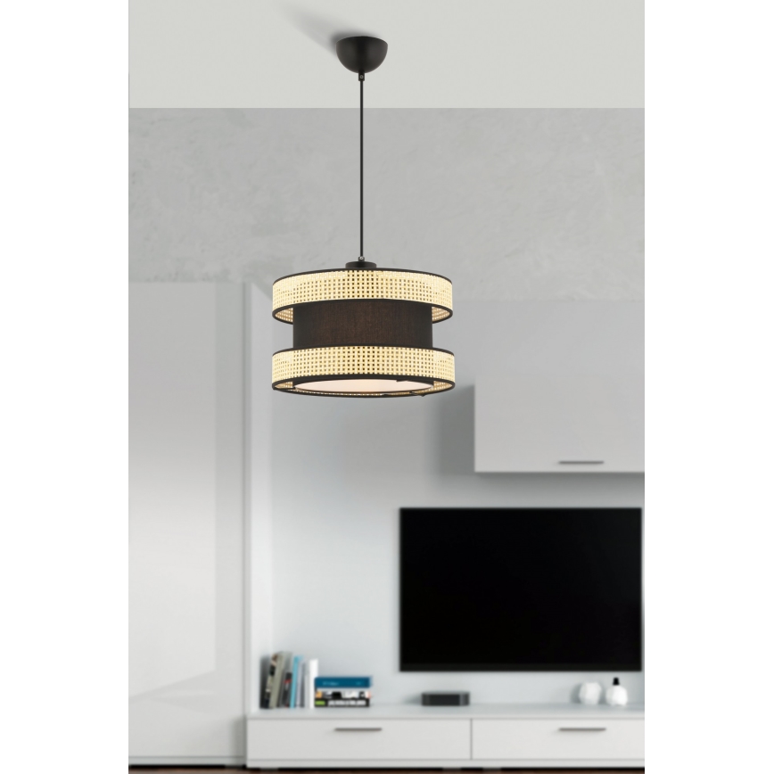 Lampadario a sospensione con cavo HALO 1xE27/60W/230V nero/beige
