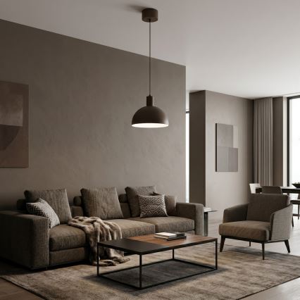 Lampadario a sospensione con cavo HANDA 1xE27/15W/230V marrone