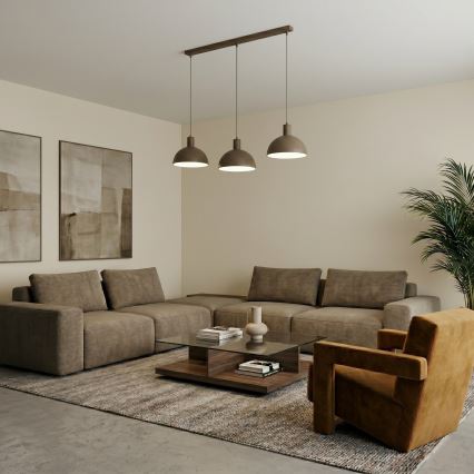 Lampadario a sospensione con cavo HANDA 3xE27/15W/230V marrone