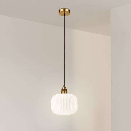 Lampadario a sospensione con cavo HECTOR 1xE27/15W/230V, bianco/ottone, Ø 20 cm