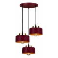 Lampadario a sospensione con cavo IGNIA 3xE27/60W/230V bordeaux/oro