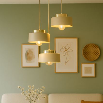 Lampadario a sospensione con cavo IGNIA 3xE27/60W/230V taupe