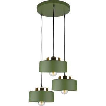 Lampadario a sospensione con cavo IGNIA 3xE27/60W/230V, verde