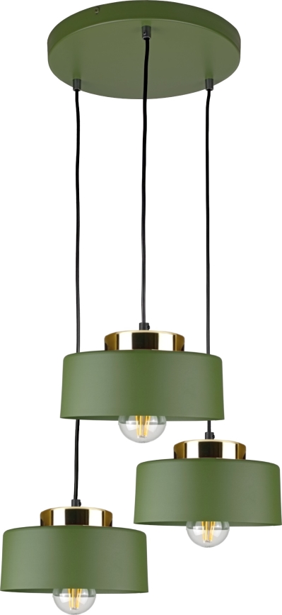 Lampadario a sospensione con cavo IGNIA 3xE27/60W/230V, verde