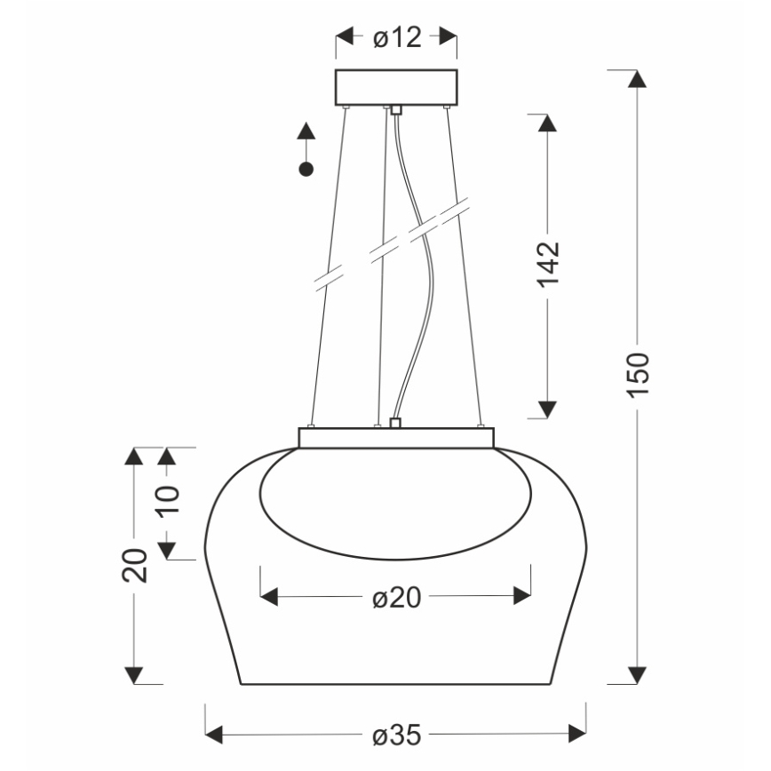 Lampadario a sospensione con cavo INSIEME 1xGX53/10W/230V Ø 35 cm nero fumé
