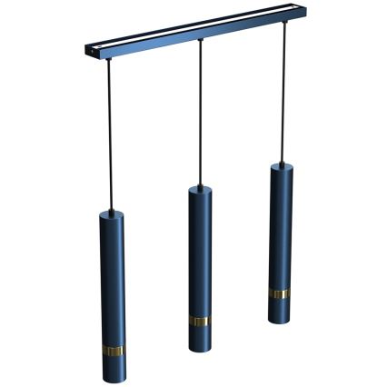 Lampadario a sospensione con cavo JOKER 3xGU10/25W/230V blu/oro