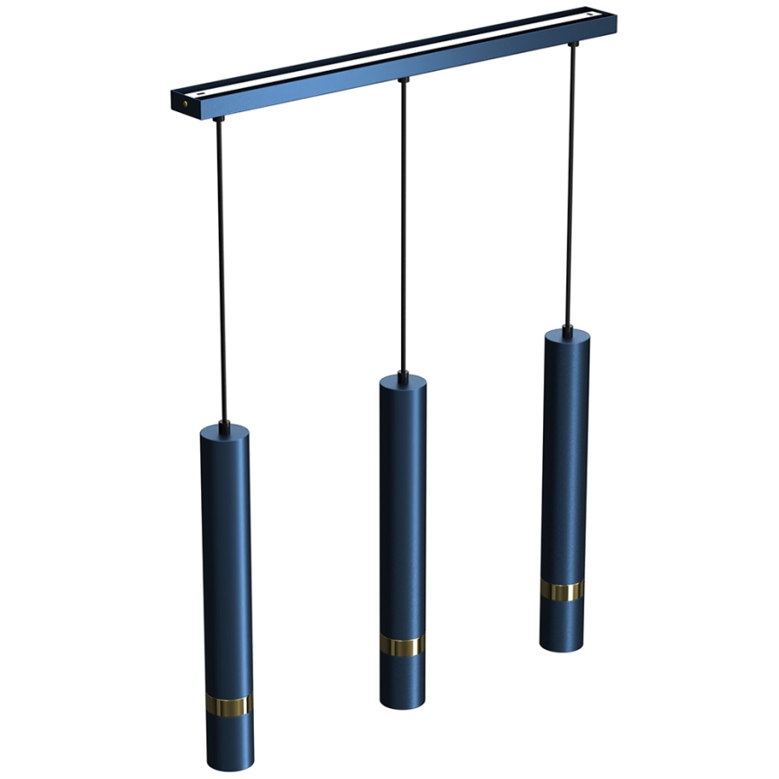 Lampadario a sospensione con cavo JOKER 3xGU10/25W/230V blu/oro