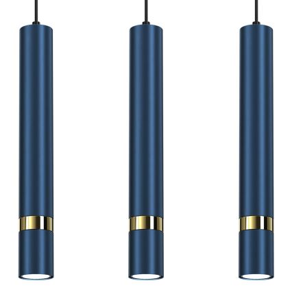 Lampadario a sospensione con cavo JOKER 3xGU10/25W/230V blu/oro