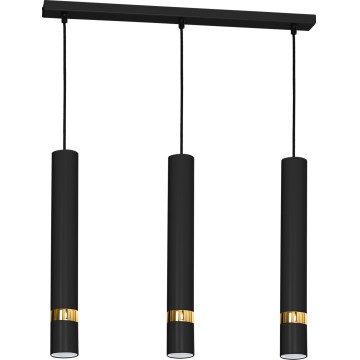 Lampadario a sospensione con cavo JOKER 3xGU10/25W/230V nero/oro