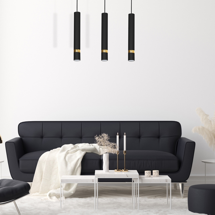 Lampadario a sospensione con cavo JOKER 3xGU10/25W/230V nero/oro