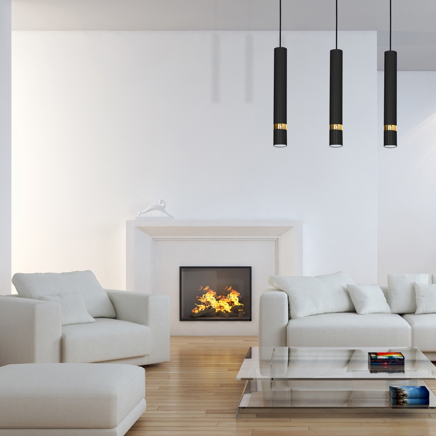 Lampadario a sospensione con cavo JOKER 3xGU10/25W/230V nero/oro