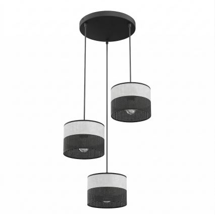 Lampadario a sospensione con cavo KARBON 3xE27/15W/230V nero/grigio
