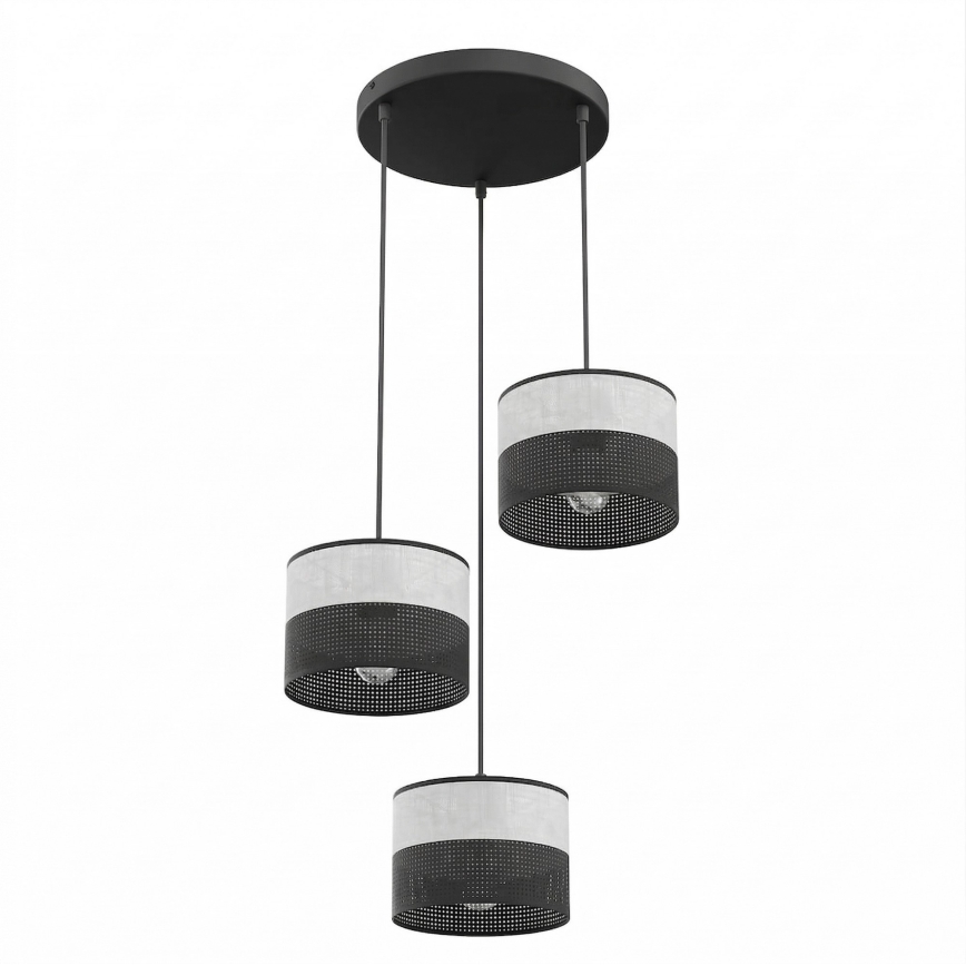 Lampadario a sospensione con cavo KARBON 3xE27/15W/230V nero/grigio