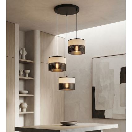 Lampadario a sospensione con cavo KARBON 3xE27/15W/230V nero/grigio