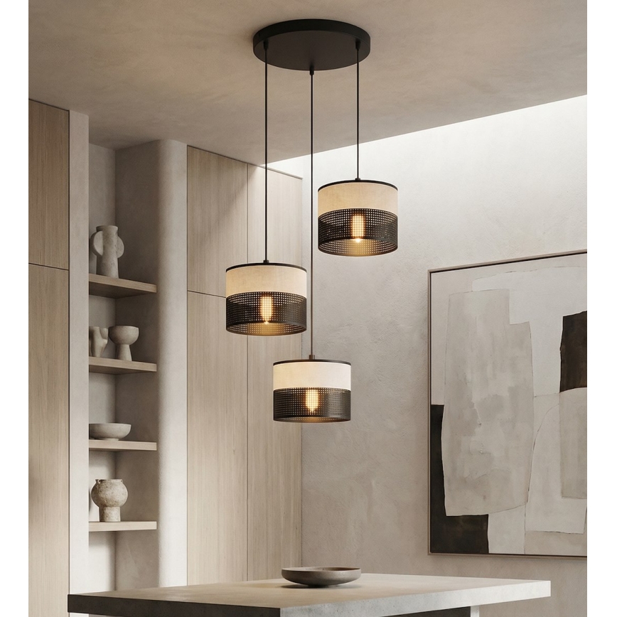 Lampadario a sospensione con cavo KARBON 3xE27/15W/230V nero/grigio