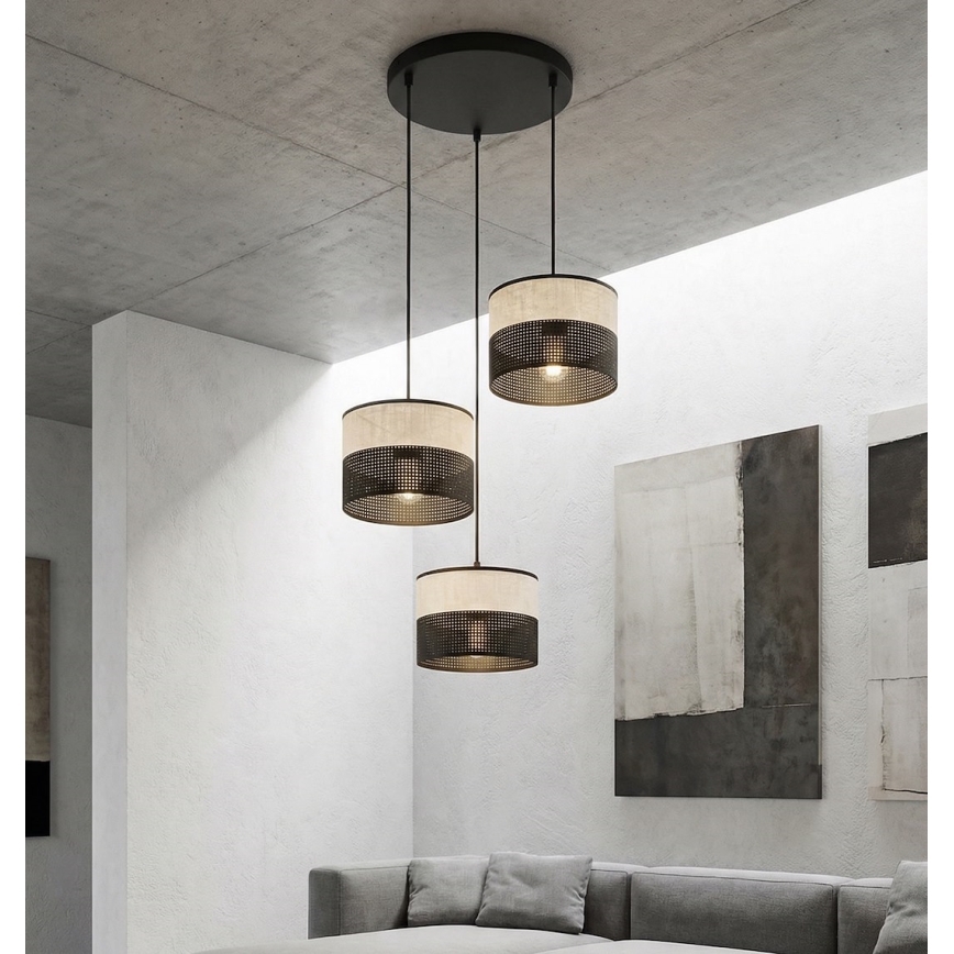 Lampadario a sospensione con cavo KARBON 3xE27/15W/230V nero/grigio