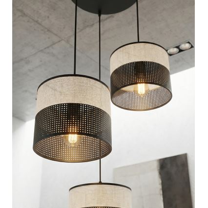 Lampadario a sospensione con cavo KARBON 3xE27/15W/230V nero/grigio