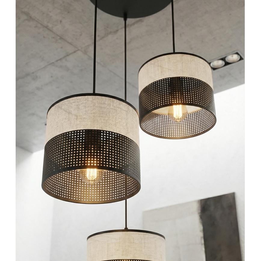 Lampadario a sospensione con cavo KARBON 3xE27/15W/230V nero/grigio