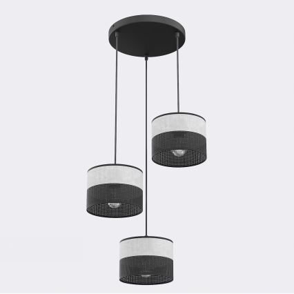 Lampadario a sospensione con cavo KARBON 3xE27/15W/230V nero/grigio