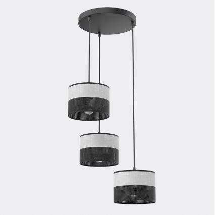 Lampadario a sospensione con cavo KARBON 3xE27/15W/230V nero/grigio