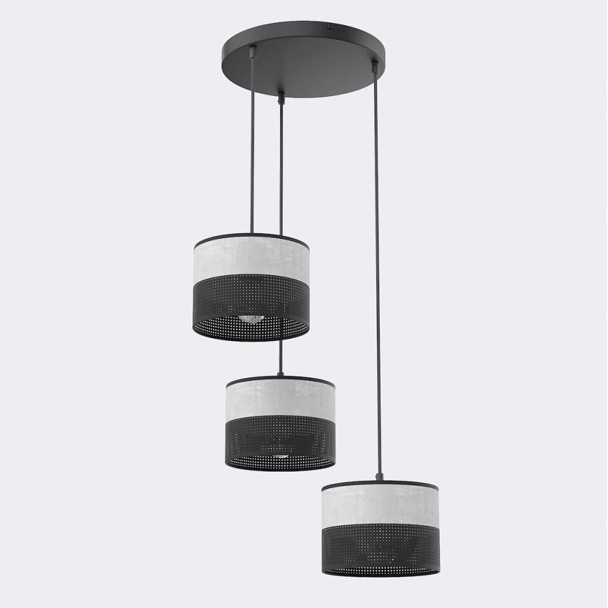 Lampadario a sospensione con cavo KARBON 3xE27/15W/230V nero/grigio