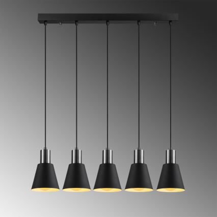 Lampadario a sospensione con cavo KEM 5xE27/40W/230V nero