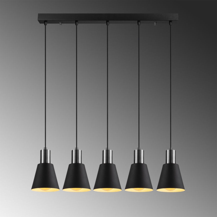 Lampadario a sospensione con cavo KEM 5xE27/40W/230V nero
