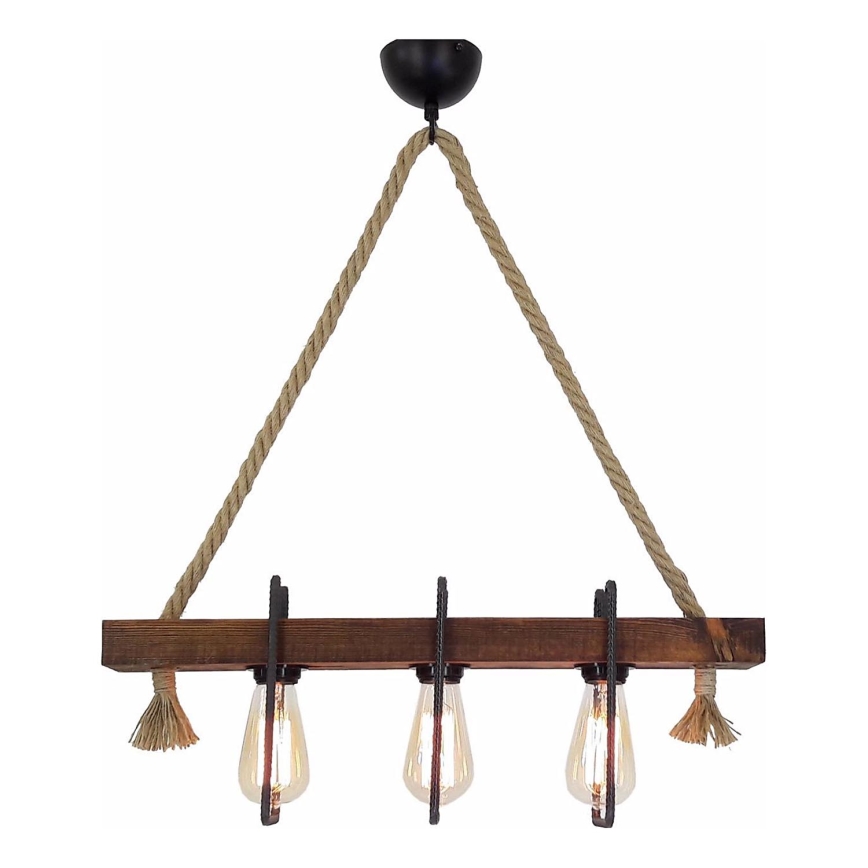 Lampadario a sospensione con cavo KUTUK 3xE27/40W/230V in pino