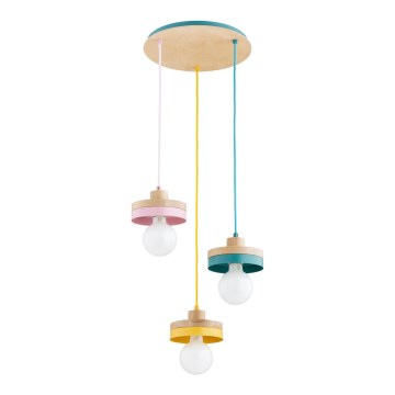 Lampadario a sospensione con cavo LARSO 3xE27/15W/230V multicolore