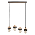 Lampadario a sospensione con cavo LARSO 4xE27/15W/230V nero/beige