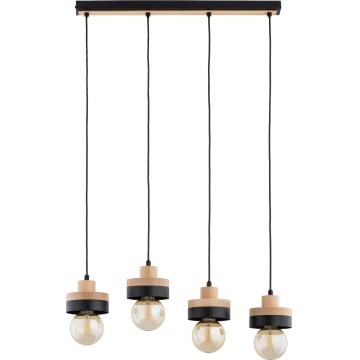 Lampadario a sospensione con cavo LARSO 4xE27/15W/230V nero/beige