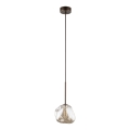 Lampadario a sospensione con cavo LAVA 1xG9/8W/230V bronzo/beige fumé