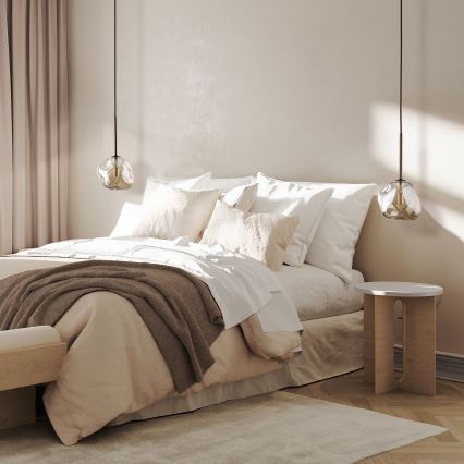 Lampadario a sospensione con cavo LAVA 1xG9/8W/230V bronzo/beige fumé