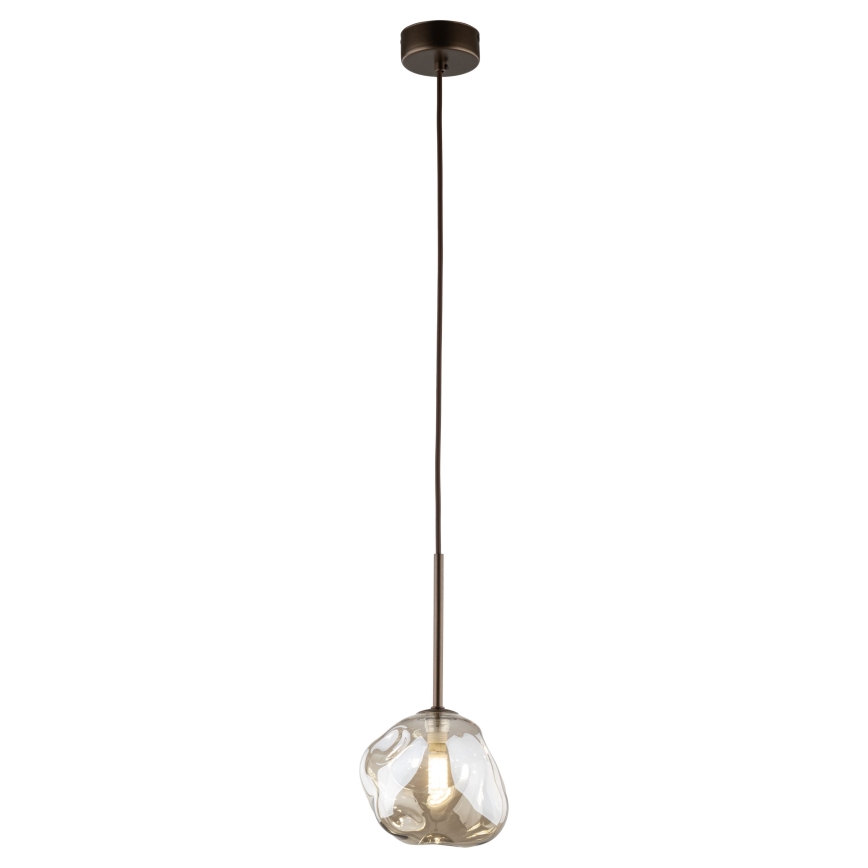 Lampadario a sospensione con cavo LAVA 1xG9/8W/230V bronzo/beige fumé