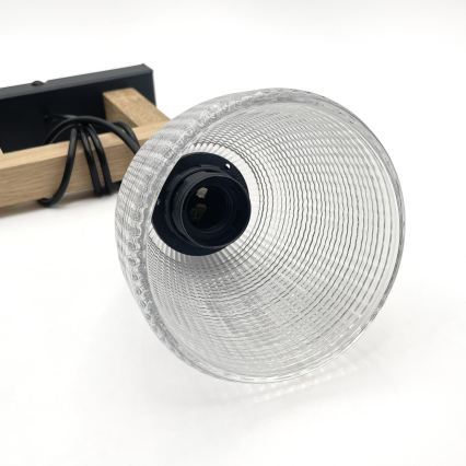 Lampadario a sospensione con cavo LEANDRA 1xE27/15W/230V rovere/nero