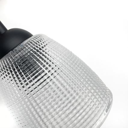 Lampadario a sospensione con cavo LEANDRA 1xE27/15W/230V rovere/nero