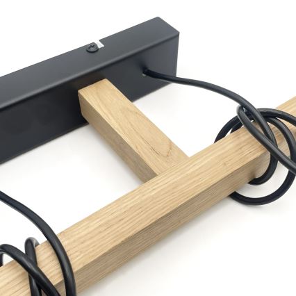 Lampadario a sospensione con cavo LEANDRA 3xE27/15W/230V rovere/nero