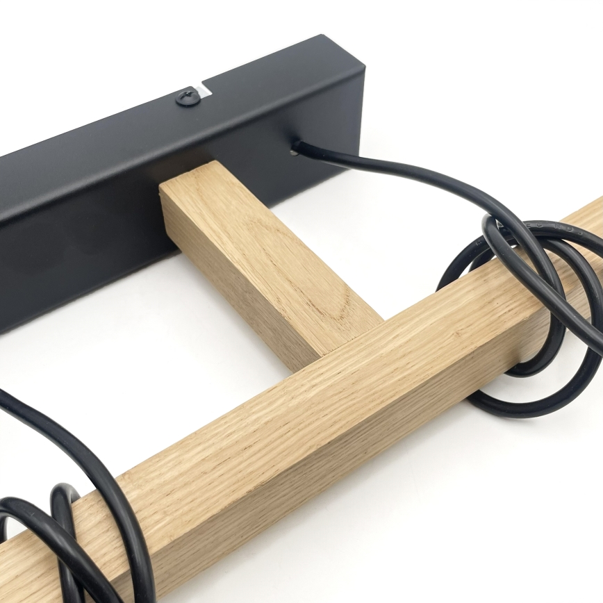 Lampadario a sospensione con cavo LEANDRA 3xE27/15W/230V rovere/nero