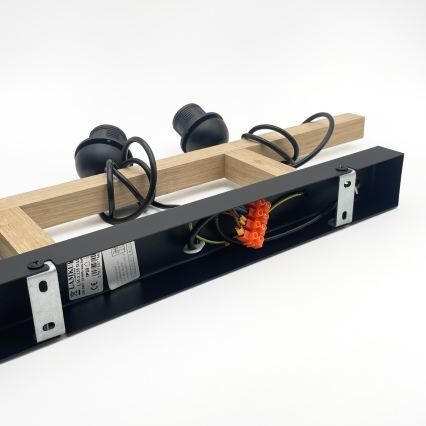 Lampadario a sospensione con cavo LEANDRA 3xE27/15W/230V rovere/nero