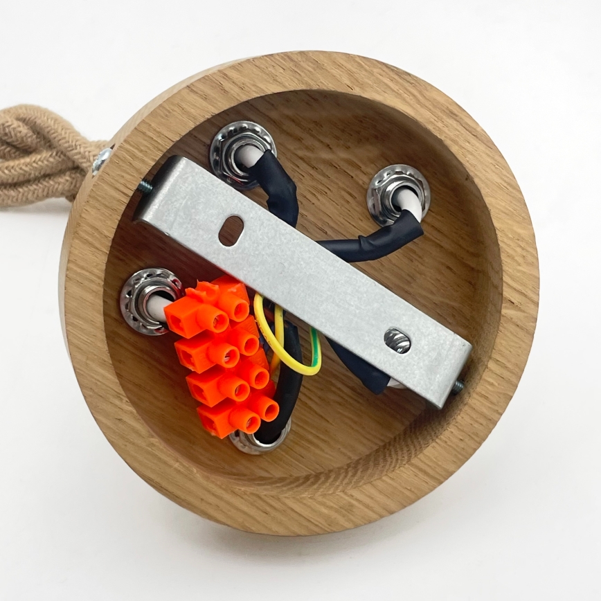 Lampadario a sospensione con cavo LOOMIS 5xE27/15W/230V 83 cm beige/rovere