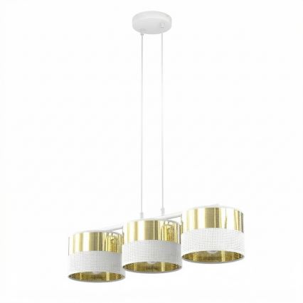 Lampadario a sospensione con cavo LUX 3xE27/15W/230V bianco/oro