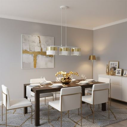 Lampadario a sospensione con cavo LUX 3xE27/15W/230V bianco/oro