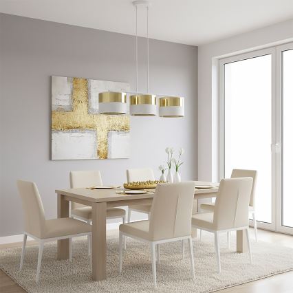 Lampadario a sospensione con cavo LUX 3xE27/15W/230V bianco/oro
