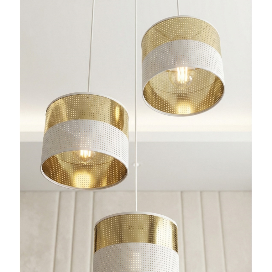 Lampadario a sospensione con cavo LUX 3xE27/15W/230V bianco/oro