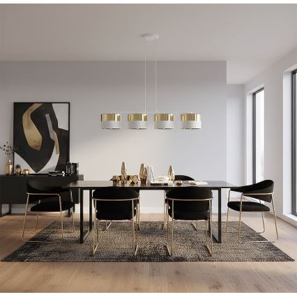 Lampadario a sospensione con cavo LUX 4xE27/15W/230V bianco/oro