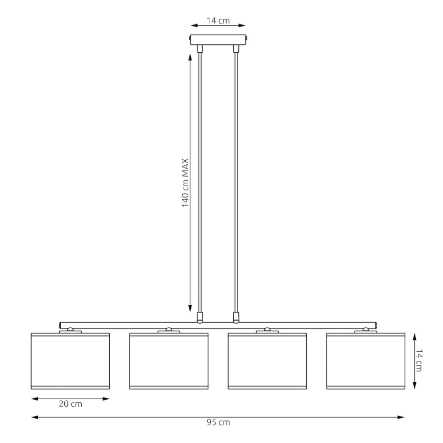 Lampadario a sospensione con cavo LUX 4xE27/15W/230V bianco/oro