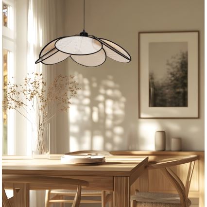Lampadario a sospensione con cavo MARGARET 1xE27/40W/230V nero/beige